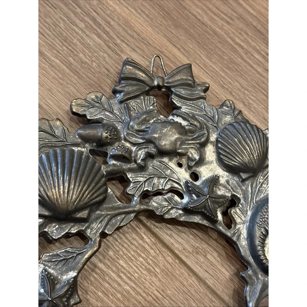Vtg Godinger Silver-Plate Nautical Ocean Life Coastal Hanging Wreath Trivet 9